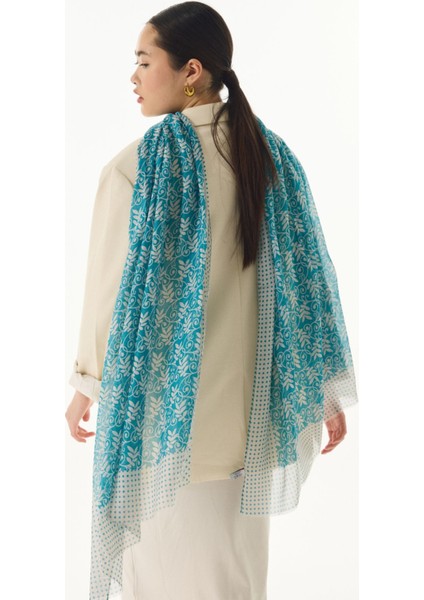 Emily Burçak Desen Turkuaz Pamuklu Şal modelleri