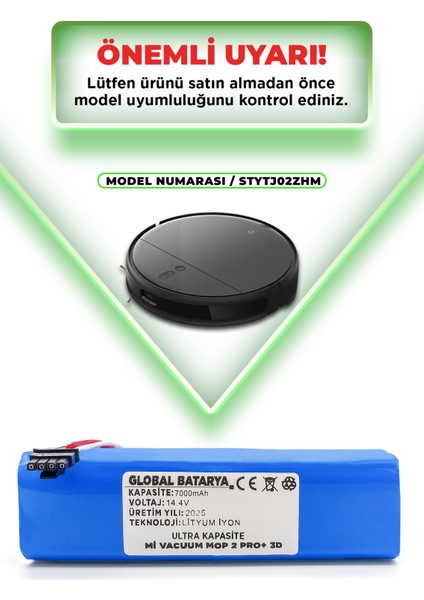 Xiaomi Mi Vacuum Mop 2 Pro Plus 3D Uyumlu Akıllı Robot Süpürge Batarya 14.4V 7000MAH Li-Ion Pil (Ultra Kapasite) indirimleri