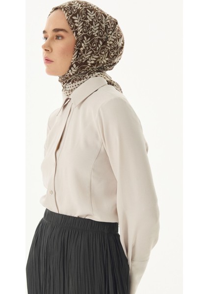 Emily Burçak Desen Kahverengi Pamuklu Şal