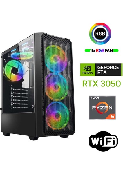 Armor X90 Ryzen 5 5500 32GB Ram 1tb M.2 Nvme SSD 6gb RTX3050 Masaüstü Oyuncu Bilgisayarı