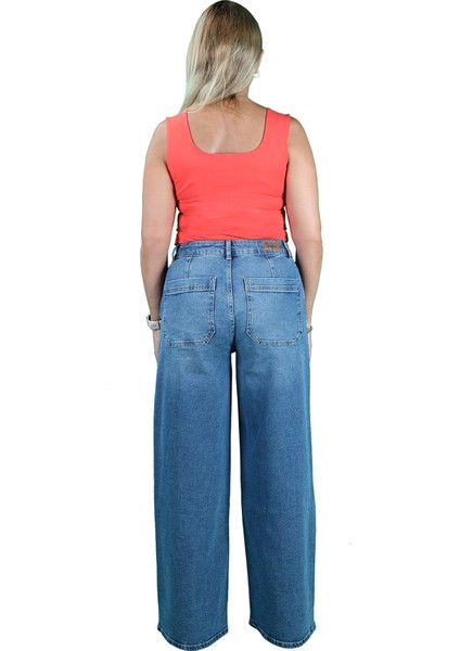 Koyu Mavi Geniş Paça Jeans fiyatları