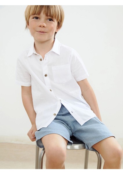 Lcw Kids Beyaz Basic Cepli Erkek Çocuk Poplin Gömlek