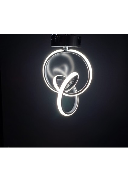 Modern Gümüş 3 Renk Plafonyer LED Şık Avize