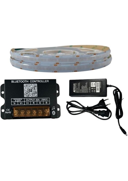 Bluetooth Kontrollü Müzik Modlu Cob Rgb Şerit LED Set 768/1M Ledli 5metre