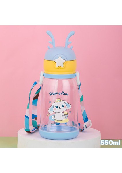 21.0002-2 Matara Geyik Temalı Stickerlı Askılı Suluk - Su Şişesi - Mavi 550ML