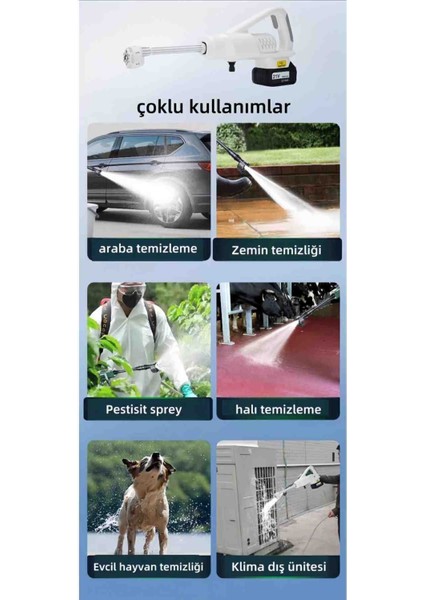 İyisi Yok Çift Batarya Şarjlı ve Yüksek Basınçlı Oto Yıkama Sulama Ilaçlama Tabancası Pil 10.000 Mah fırsatları