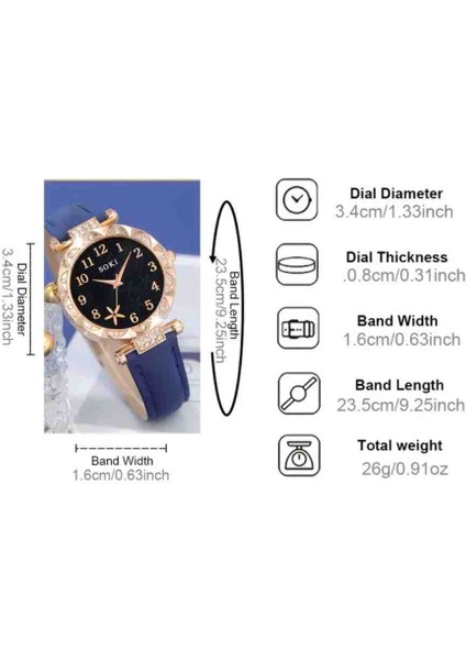 "kadın Kol Saati ve Lacivert Çiçekli Takı Seti (5 Parça) - Kutusuz" fiyatları