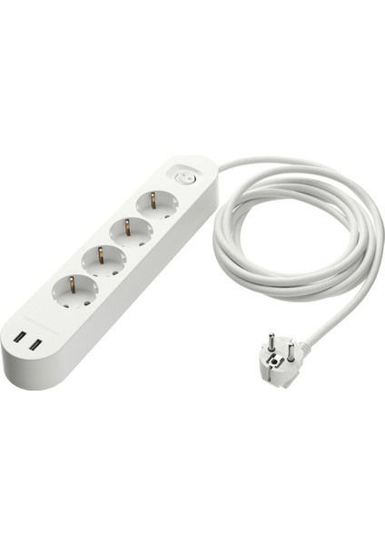 Koppla 4'lü Priz 3 M Beyaz 2 USB Girişli Enerji Tasarruflu