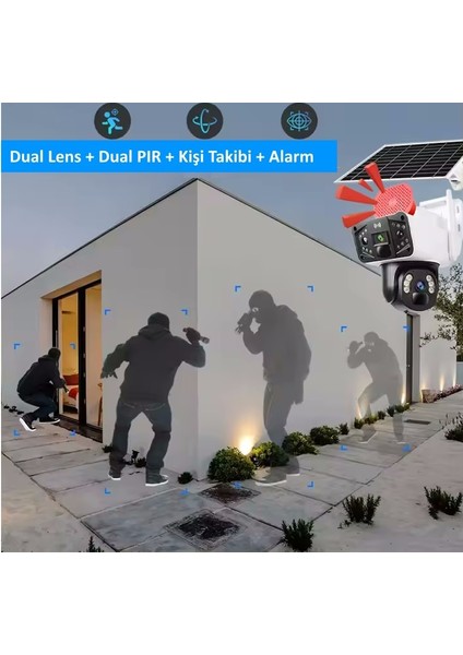 Okam 3915 4g 6mp Dual Lens Güneş Panelli Solar Sirenli Güvenlik Kamerası modelleri