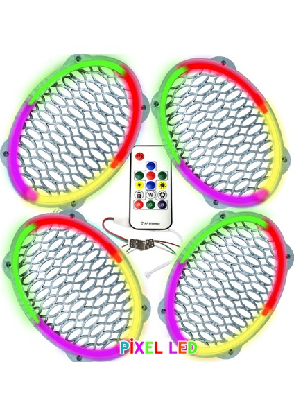 Pixel Ledli Oval Hoparlör Kapak Gümüş 4 Adet