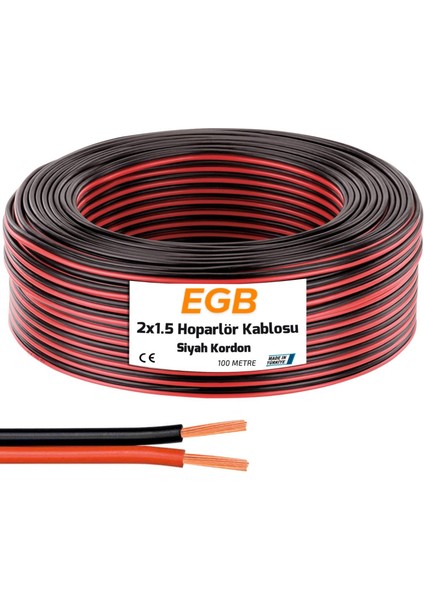 2x1.5 Hoparlör Kablosu Siyah Kordon 100MT Egb EG-9056