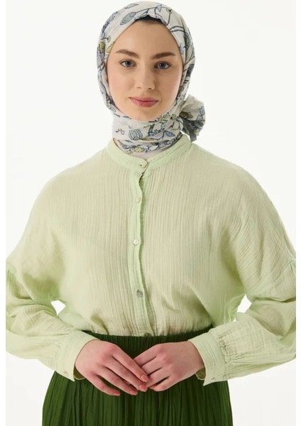 Lina Nine Desen Krem-Çağla Yeşili Pamuklu Şal fırsatları