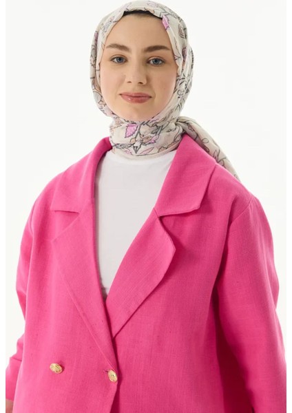 Lina Nine Desen Krem-Pembe Pamuklu Şal