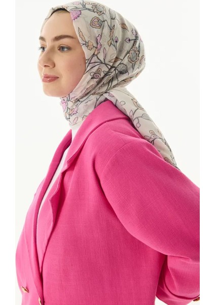 Lina Nine Desen Krem-Pembe Pamuklu Şal