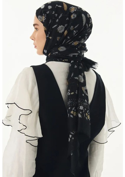 Lina Nine Desen Siyah-Gri Pamuklu Şal fiyatları