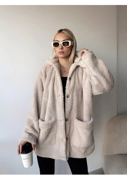 Kadın Uzun Kollu Cep ve Düğme Detay Wellsof Kumaş Kaban indirimleri