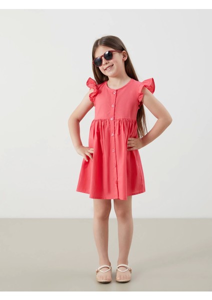 Lcw Kids Kirmizi Pileli Kız Çocuk Keten Görünümlü Gömlek Elbise fiyatları