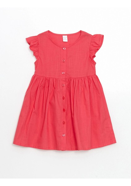 Lcw Kids Kirmizi Pileli Kız Çocuk Keten Görünümlü Gömlek Elbise modelleri