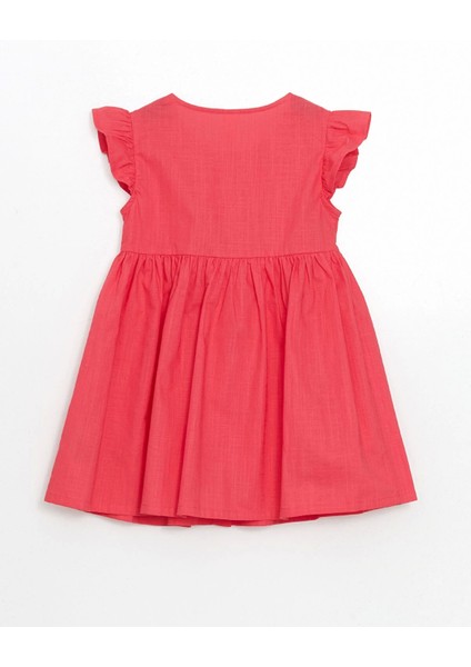 Lcw Kids Kirmizi Pileli Kız Çocuk Keten Görünümlü Gömlek Elbise fırsatları