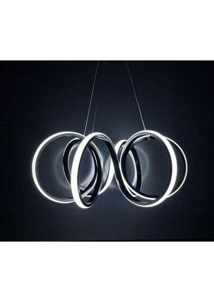 Siyah Modern 3 Renk Salon LED Avize