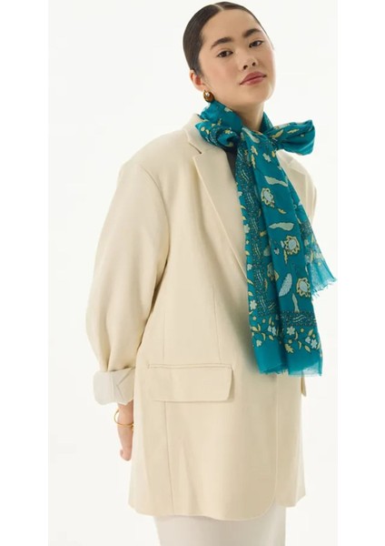 Lina Nine Desen Petrol Mavi Pamuklu Şal fiyatları