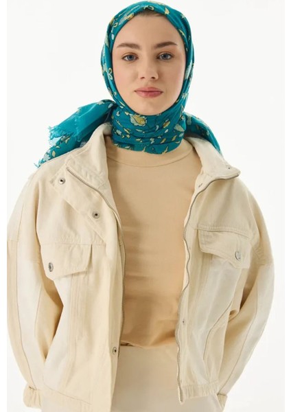 Lina Nine Desen Petrol Mavi Pamuklu Şal modelleri