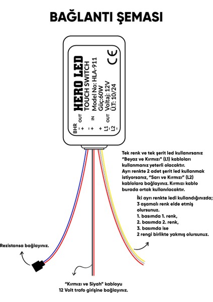 12V Ayna Arkası Dokunmatik Anahtar 2 Tuşlu Buhar Çözücü On-Off Dimmer + Rezistans modelleri