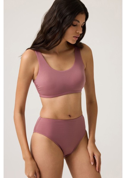 Bordo Yüksek Bel Bikini Altı Sporty Bottom fırsatları