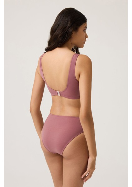 Bordo Yüksek Bel Bikini Altı Sporty Bottom