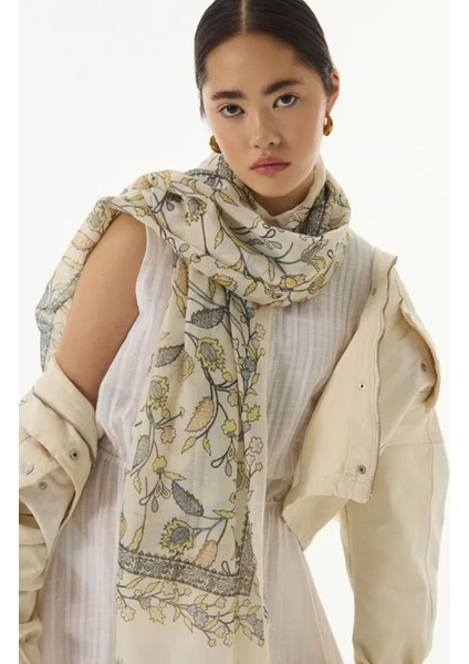 Lina Nine Desen Krem-Sarı Pamuklu Şal fiyatları
