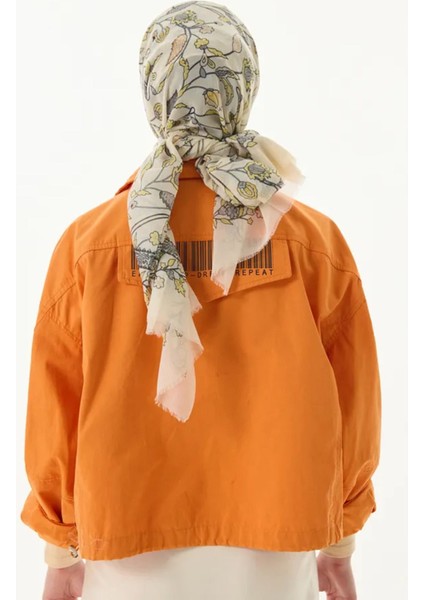 Lina Nine Desen Krem-Sarı Pamuklu Şal