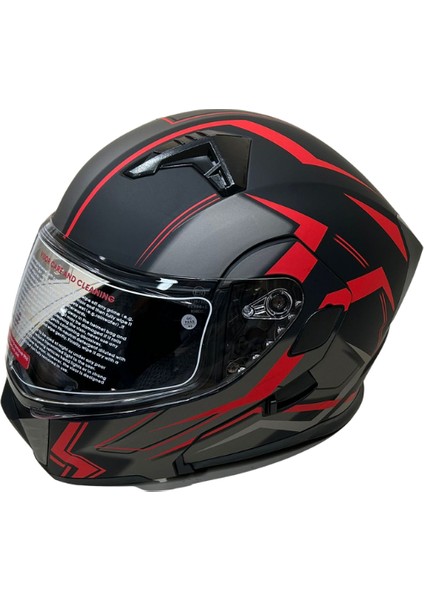 Jk Kask Çene Açılır Siyah Kırmızı L