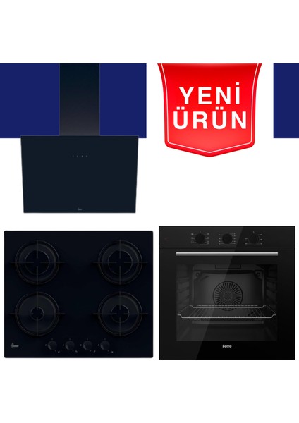 & Hoover Black Motion Siyah Ankastre Set ( QBL62CS + HVW6MBB + HDG6C1GBTK )