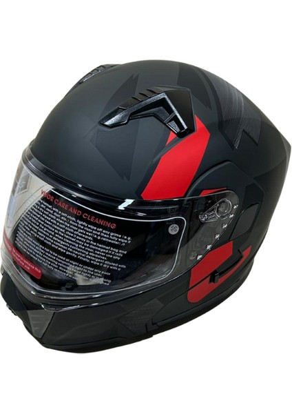 Jk Kask Çene Açılır Mat Siyah Kırmızı M modelleri