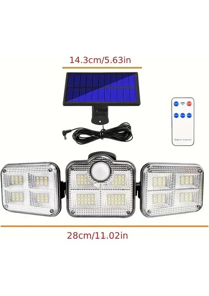 HB-300 Model 10'lu Paket 122 Ledli Solar Güneş Enerjili Kumandalı Hareket Sensörlü Bahçe Aydınlatma Sokak LAMBASI(2400MAH.) modelleri