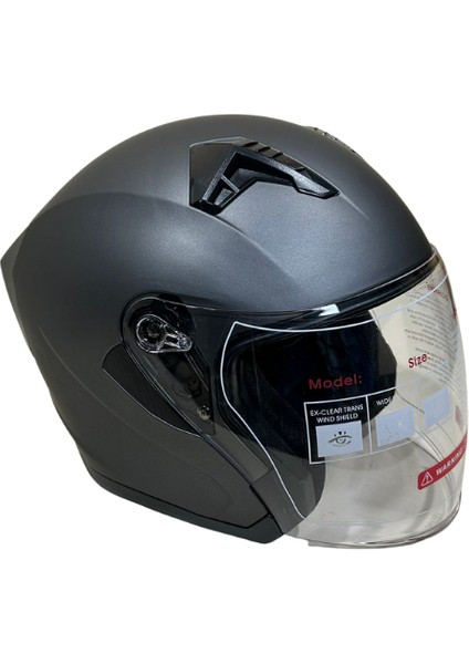 Jk Kask Yarım Çenesiz Mat Gri L