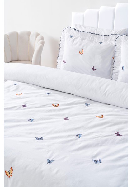 Kelebekli Çift Kişilik Nakışlı %100 Pamuklu Nevresim Takımı & Çeyiz Seti modelleri