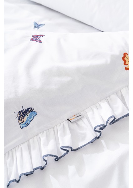 Kelebekli Çift Kişilik Nakışlı %100 Pamuklu Nevresim Takımı & Çeyiz Seti indirimleri