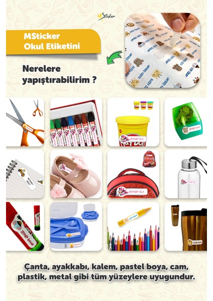Okul Etiketi Kalem Defter Isimli Etiket Isim Yazılabilen Hello Kety - 190 Adet Özel Tasarım fırsatları
