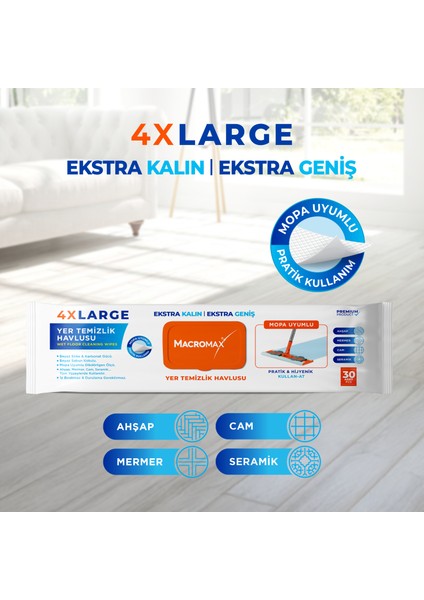 Mac 4xl Yer Temiz. Havlusu Beyaz Sabun Koku-30 Ad fiyatları