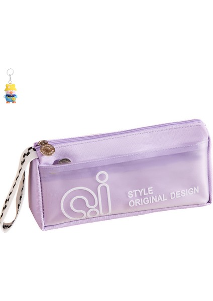 Taşınabilir Kalem Çantası Öğrenci Kalem Çantası Buzlu Çift Katlı Büyük Kapasiteli Kırtasiye Çantası (Yurt Dışından)