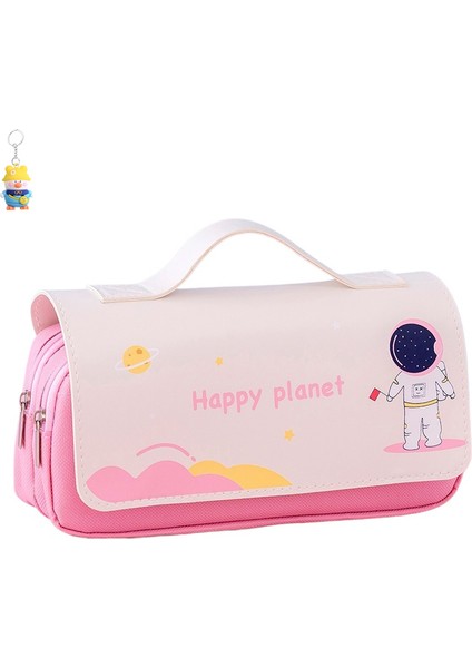 Taşınabilir Çift Katmanlı Kalem Çantası Büyük Kapasiteli Kırtasiye Çantası Öğrenci Kalem Çantası Basit Kompakt Kırtasiye Çantası (Yurt Dışından)