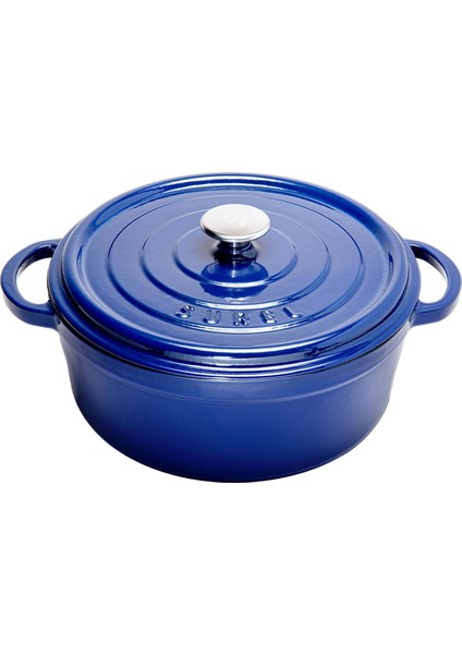 Aroma Kapak Parlak Mavi Yuvarlak Tencere 32 cm