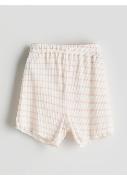 Lcw Baby Ekru Çizgili Kız Bebek Şortlu Pijama Takım indirimleri