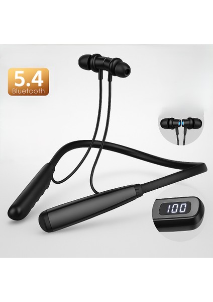 Sporcu Bluetooth Kulaklık 100 Saat Şarj Kapasiteli LCD Şarj Göstergeli Boyun Bantlı Kulaklık