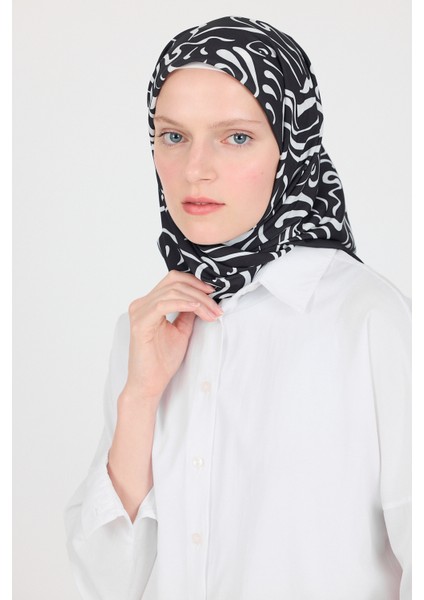 Siyah Desenli Eşarp 5694 modelleri