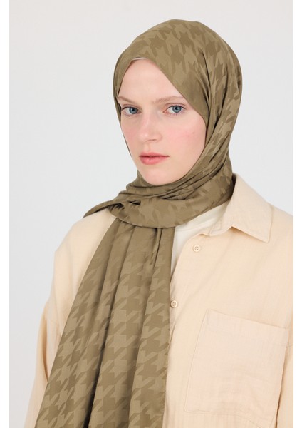 Haki Kazayağı Desenli Jakar Şal 5686 fiyatları