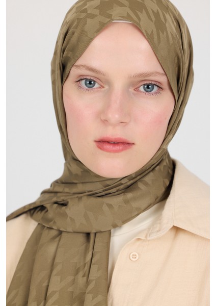 Haki Kazayağı Desenli Jakar Şal 5686 indirimleri