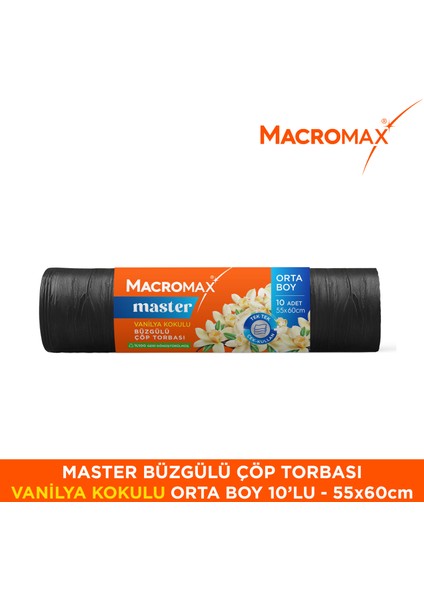 Master Büzgülü Vanilya Kokulu Çöp Torbası Orta Boy 10'lu