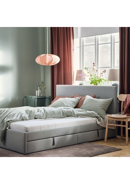 Åfjäll Yatak 80 x 200 cm Beyaz Tek Kişilik Orta Sert Süngerli Kılıflı